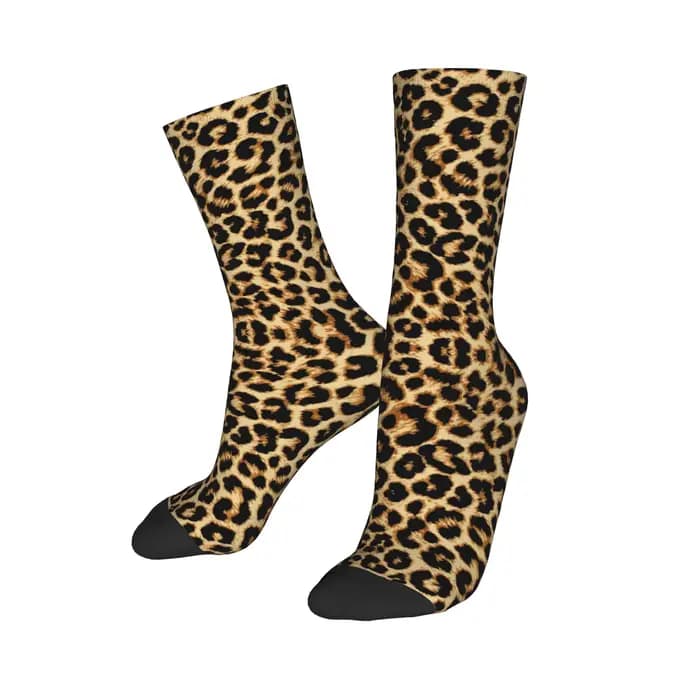 Chaussettes habillées léopard véritable pour hommes, personnalisées, Cool, unisexes, chaudes, confor