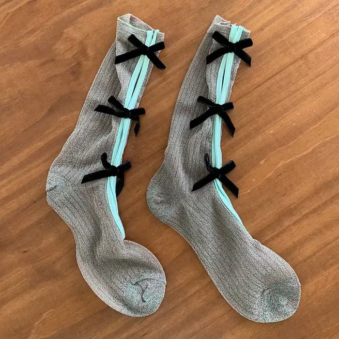 Chaussettes coréennes brillantes avec nœud pour femmes, style Kawaii JK Lolita, douces, Y2K, cool, p