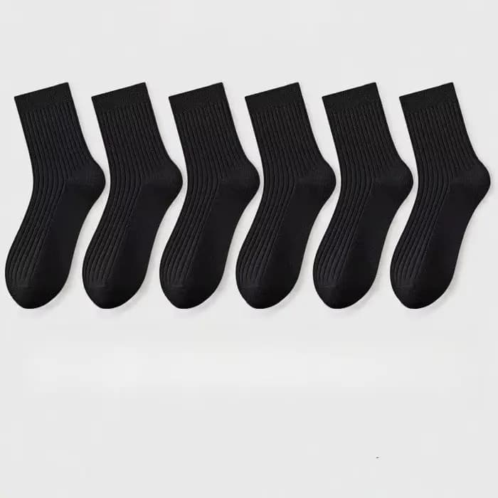 3 paires de chaussettes en coton pour hommes, décontractées, respirantes, couleur unie, noires, de h