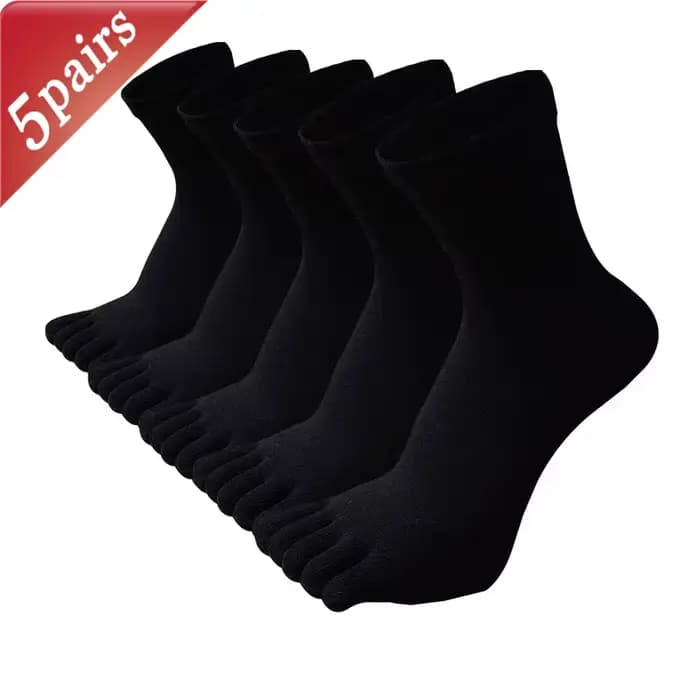 Ensemble de 5 paires de chaussettes à orteils pour hommes, couleur unie, Simple, polyvalent, Anti-od