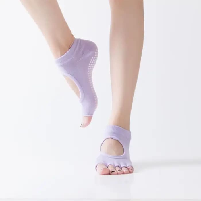 Chaussettes de Yoga à bout ouvert, Pilates, sans orteils, antidérapantes, demi-orteils, cou-de-pied,