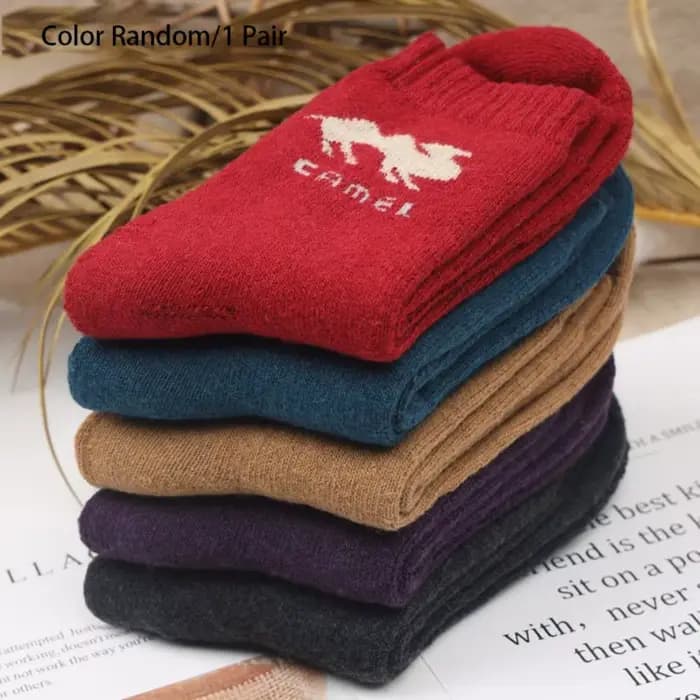 1 paire de chaussettes en laine épaisse pour hommes/femmes, chaussettes chaudes et douces en chameau