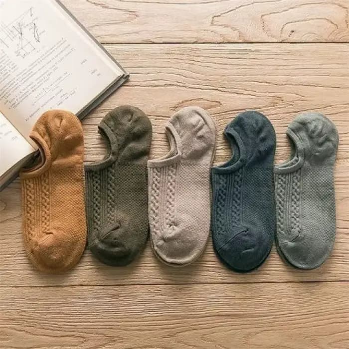 Chaussettes courtes pour hommes, motif lin, chaussettes basses pour hommes d'affaires, 5 paires