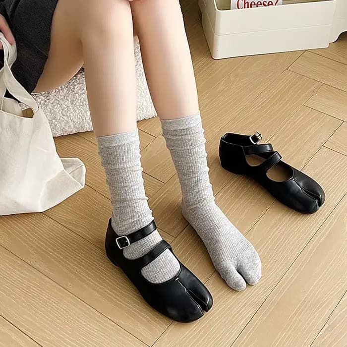 1 Paris Chaussettes fines de ballet à bout fendu pour femmes, mi-mollet, style doux pour jeunes fill