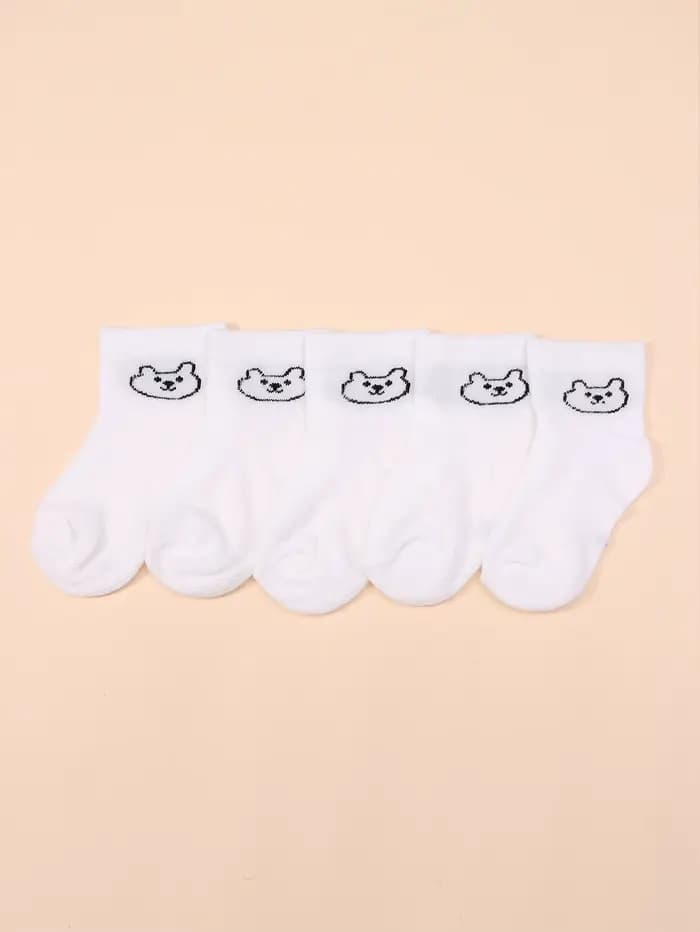 5 paires de chaussettes pour bébé, couleur unie, douces et confortables, blanches, mi-mollet, pour l