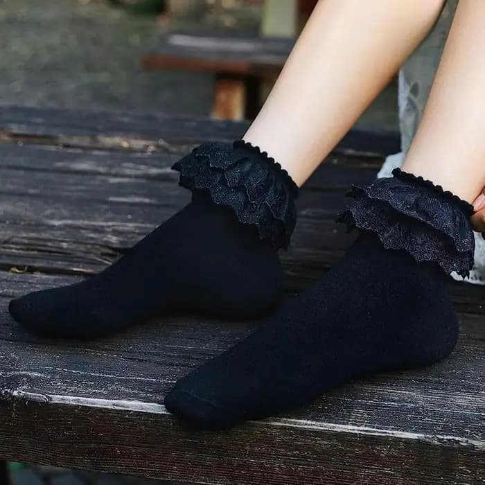 Lolita – chaussettes en dentelle blanche pour femmes, jolies chaussettes de princesse en coton à vol