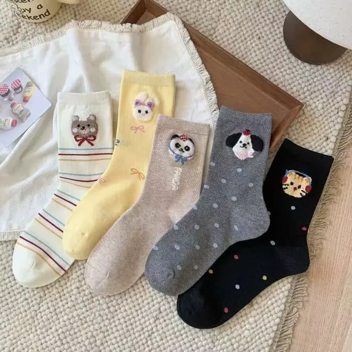 5 paires de chaussettes mi-hautes pour femmes, mode printemps-automne, nouveau motif de dessin animé