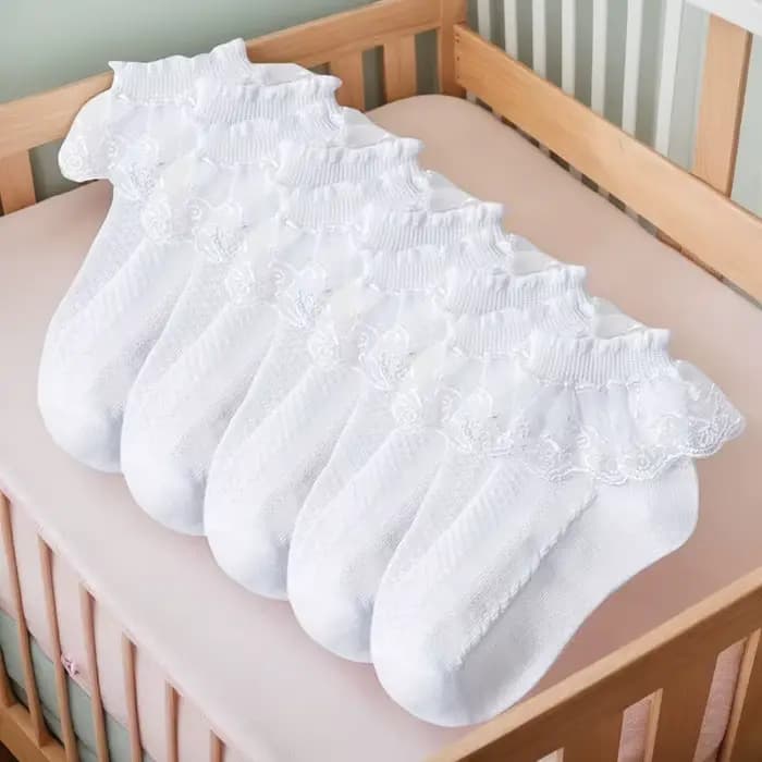 5 paires de chaussettes à volants en dentelle pour filles, en coton, respirantes, confortables, ador