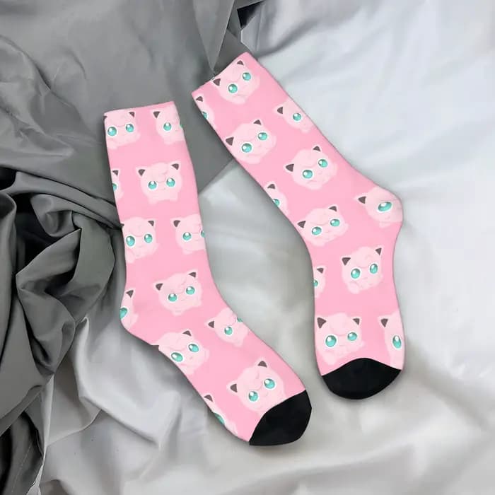 Femmes hommes chaussettes Jigglypuff bas automne drôle moyen doux chaussettes graphique Sports de pl