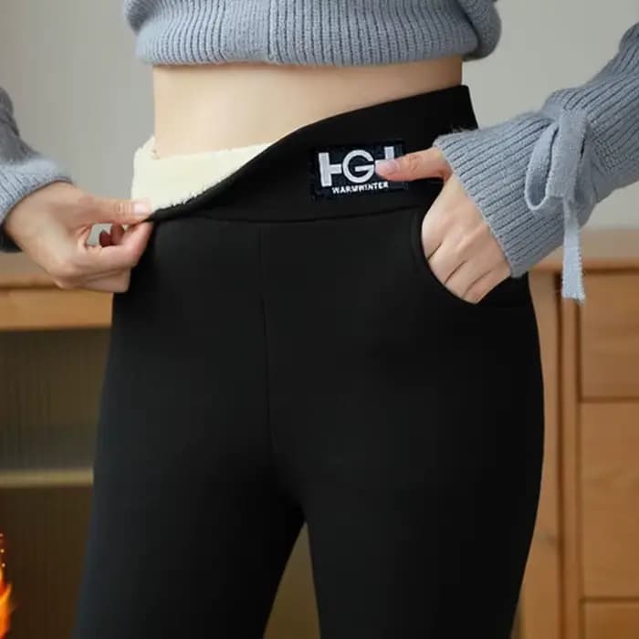 ​ ​ Leggings thermiques doublés en polaire pour femmes, collants chauds d'hiver, ceinture antidérapa