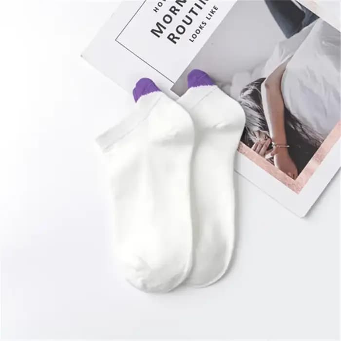 Femmes blanc coeur chaussettes femme coton cheville chaussette mignon coeur chaussettes été fille ét