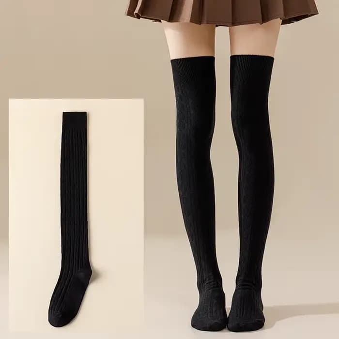 Chaussettes hautes pour femmes, chaussettes thermiques au-dessus du genou, chaussettes en tricot cha