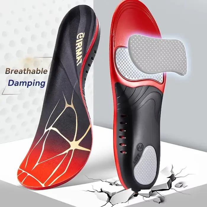 Semelles orthopédiques sportives en gel TPU à absorption des chocs, respirantes, avec soutien de la 