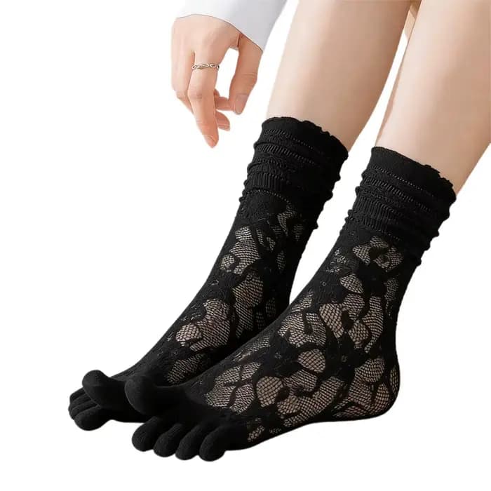 Chaussettes Tabi japonaises tendance pour femmes, chaussettes d'été sexy en dentelle à deux doigts, 