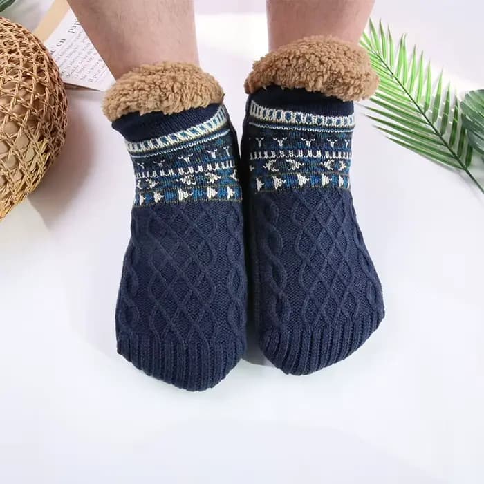 1 paire de chaussettes de sol antidérapantes chaudes d'hiver pour femmes et hommes, chaussettes de n