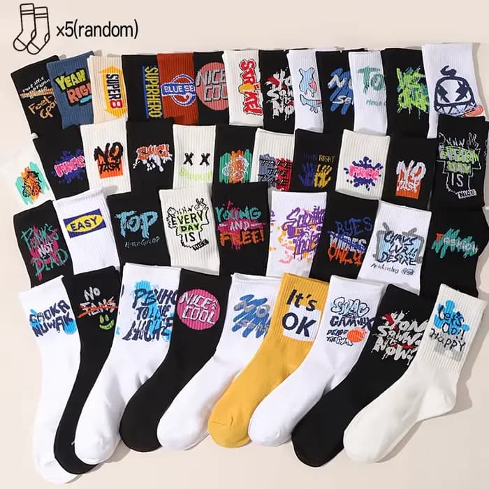 5 paires/10 paires de chaussettes de sport longues unisexes, tendance, cool, personnalisées, avec de