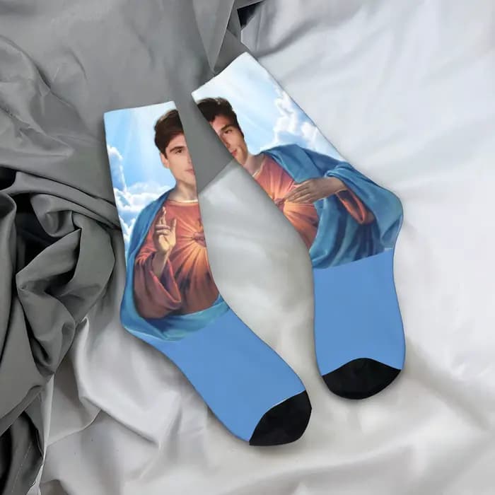 Jacob Elordi Jesus Socks - Chaussettes antidérapantes pour femmes et hommes, chaussettes d'extérieur