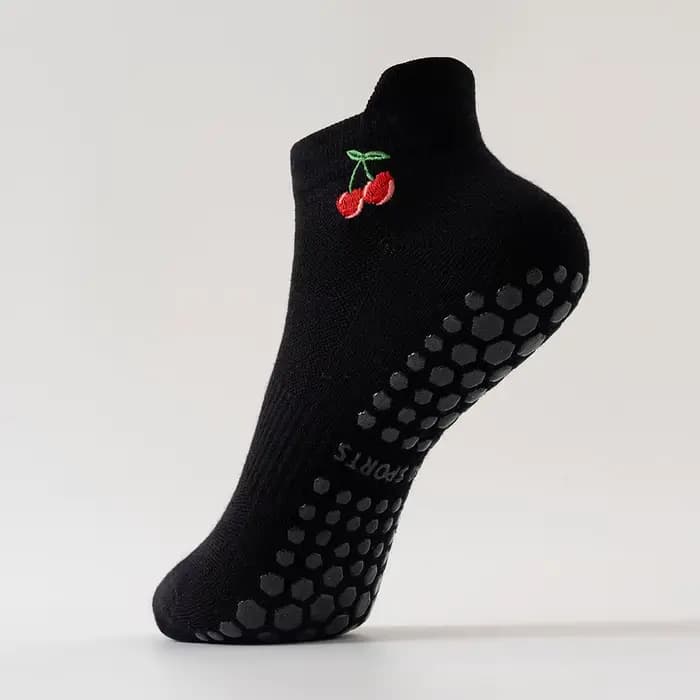 Chaussettes de yoga pour femmes, brodées, antidérapantes en silicone, chaussettes de pilates à maint