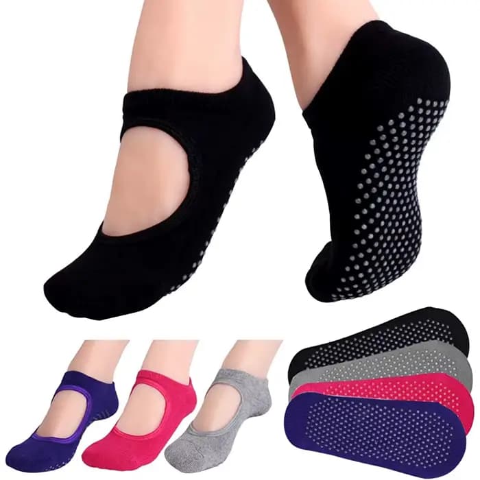 Chaussettes de Pilates antidérapantes, dos nu, en coton, pour femmes, Sport, Yoga, pantoufles de dan