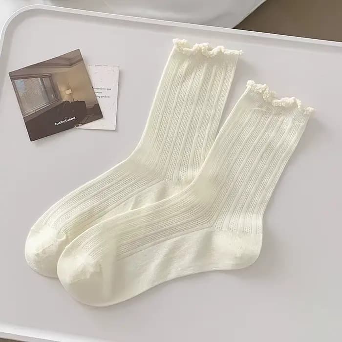 Chaussettes en maille pour femmes, nouvelle tendance, douces, coréennes, respirantes, fines, unies, 