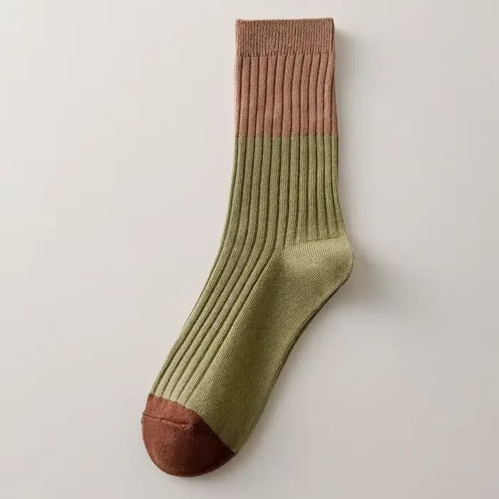 Chaussettes Vintage en coton tricoté pour femmes, chaussettes longues de Style coréen, rayures multi