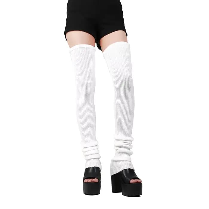 Chaussettes chaudes mi-hautes allongées, Leggings JK, jambières tricotées multicolores Lolita pour f