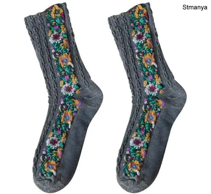 Chaussettes de Style ethnique pour femmes, chaussettes rétro, motif Court, décontracté, fête, person
