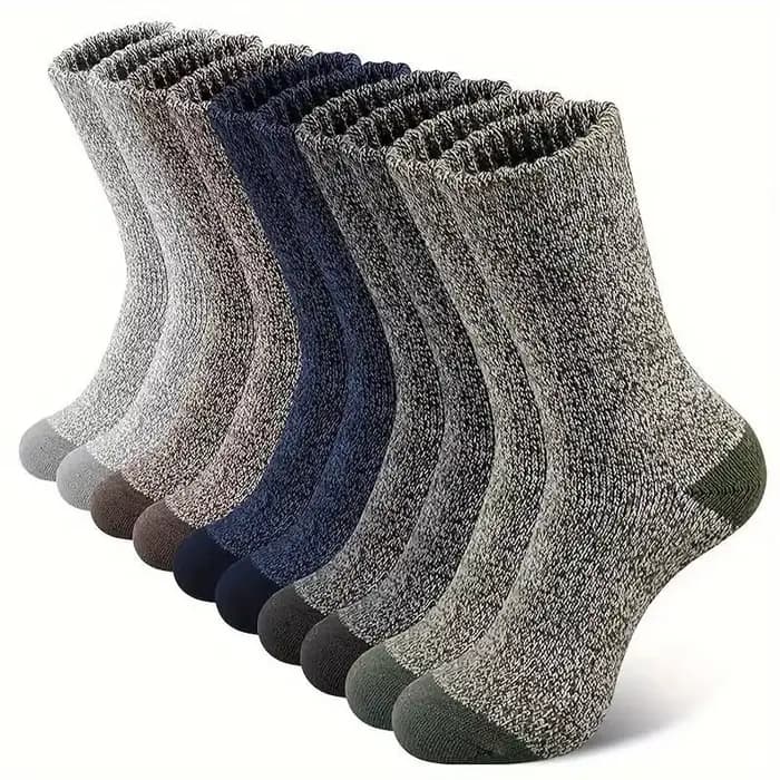 5 paires de chaussettes mi-mollet en laine mérinos pour hommes et femmes, chaussettes d'hiver thermi