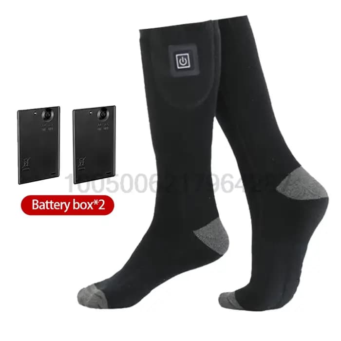 Chaussettes chauffantes d'hiver, boîtier de batterie, chaussettes thermiques pour hommes et femmes, 