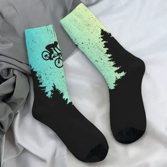 Chaussettes coordonnantes décontractées pour hommes, chaussettes de vélo de montagne, bas de vélo de
