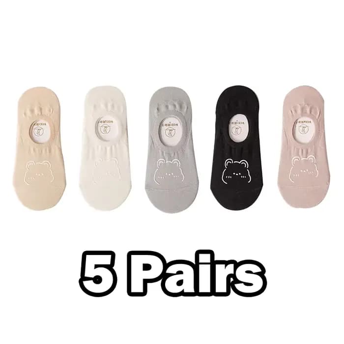 5 paires de nouvelles chaussettes d'été pour femmes Kawai, mignonnes mode japonaise, ours de dessin 