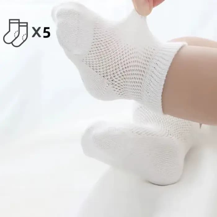 5 paires/ensemble chaussettes en maille blanche pour bébé Simple respirant doux coton infantile chau