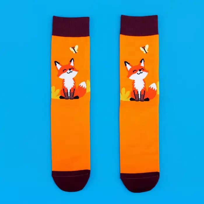 1 paire de chaussettes mi-mollet en petits renards mignons, style AB à la mode, tenues personnalisée