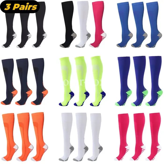 3 paires de chaussettes de Compression pour hommes et femmes, chaussettes de Sport de course, Crossfit gradué, entraînement, course à pied, récupération, cyclisme en plein air