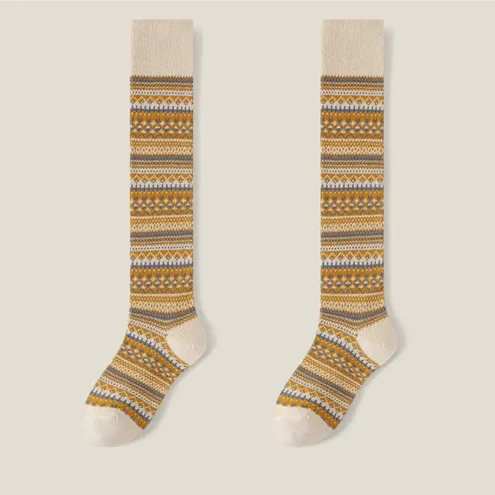 Chaussettes hautes à rayures pour femmes