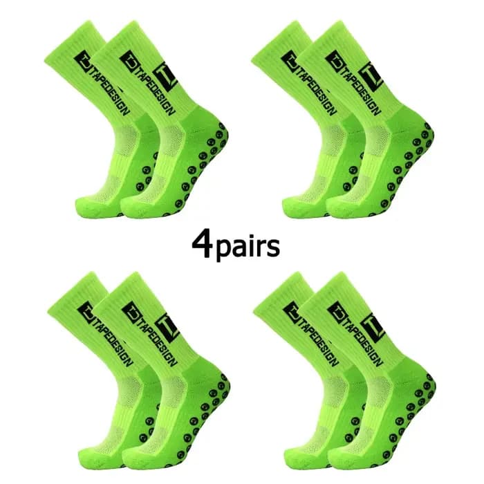 4 paires/lot 2024 nouveau ANTI SLIP Tapedesign chaussettes de Football mi-mollet antidérapant