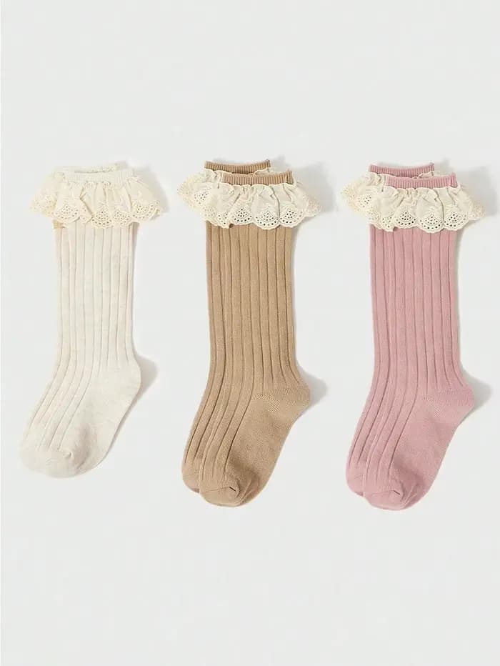 3 paires de chaussettes hautes pour bébés filles