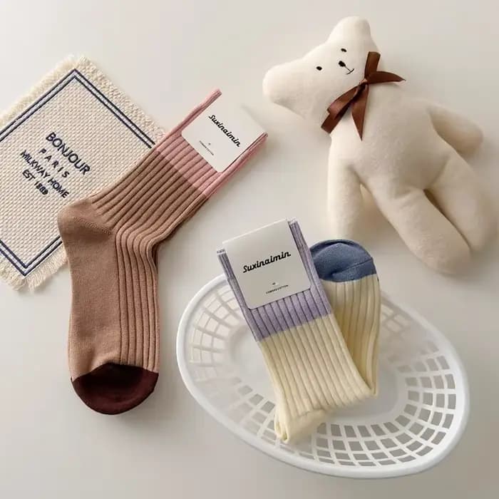 Chaussettes Vintage en coton tricoté pour femmes