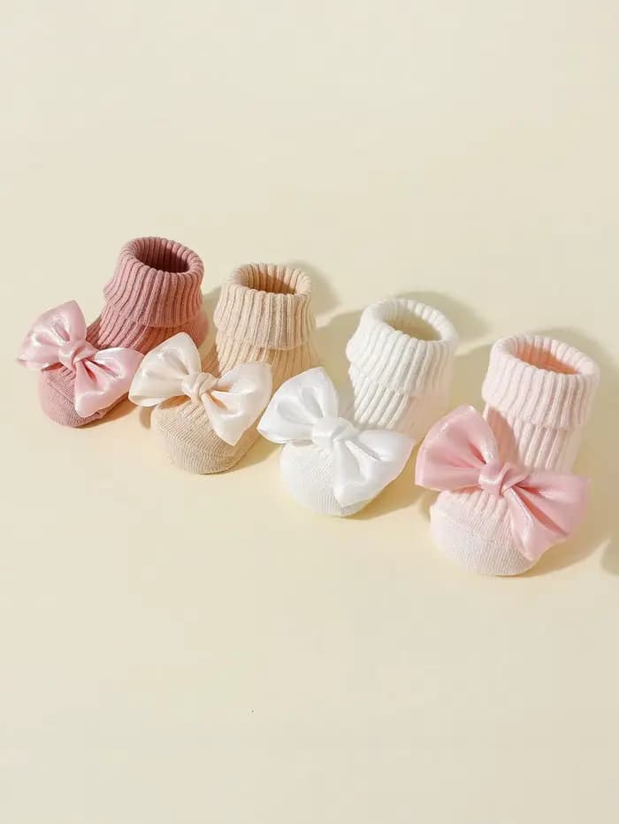 4 paires de chaussettes pour tout-petits avec nœuds