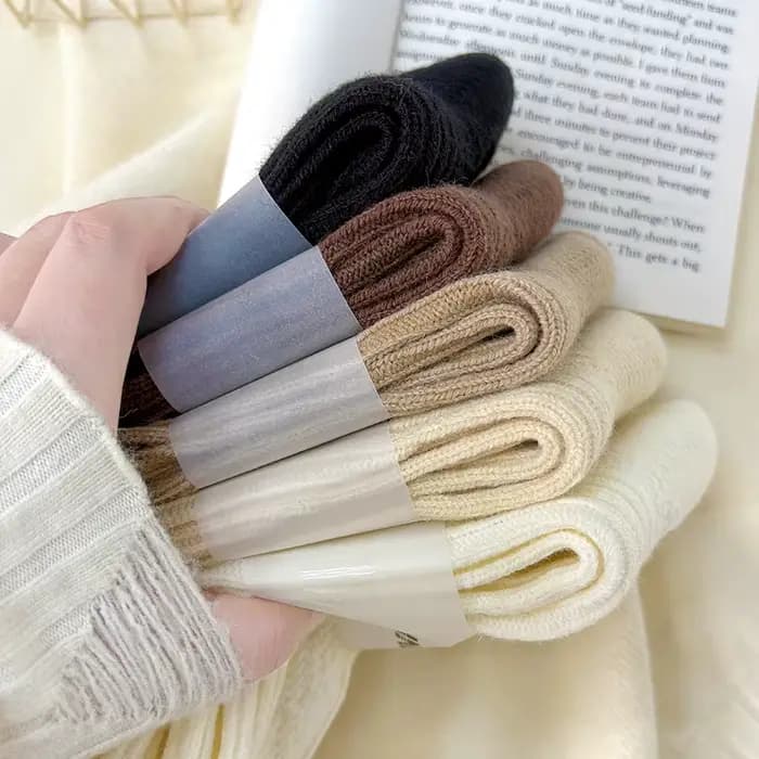 5 paires de chaussettes en laine pour femmes
