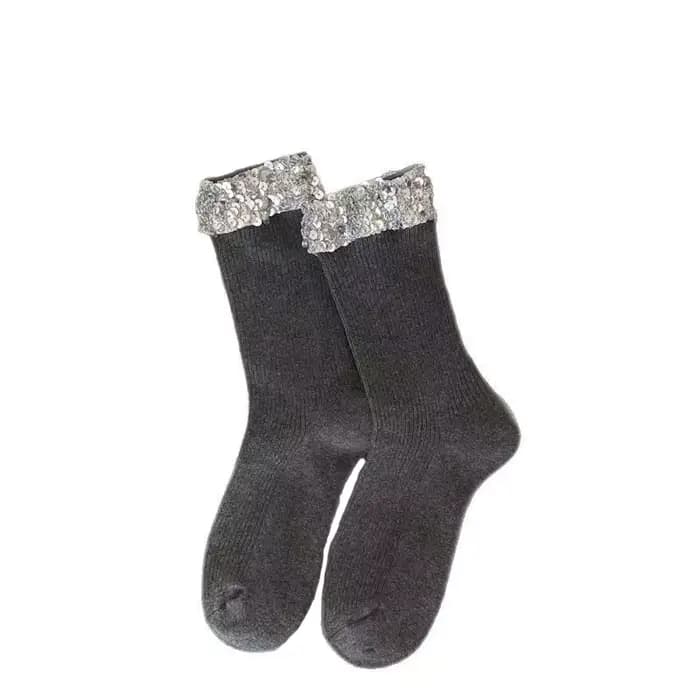 Chaussettes pour femmes, élégantes, polyvalentes, douces, chaussettes mi-tube à paillettes, style coréen, simples, confortables, respirantes, en coton
