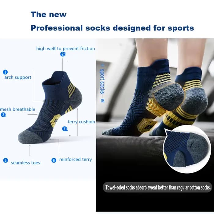 5 paires de chaussettes de printemps pour hommes, chaussettes de sport en tricot épais, Fitness en plein air, respirantes, séchage rapide, résistantes à l'usure, chaussettes de course courtes