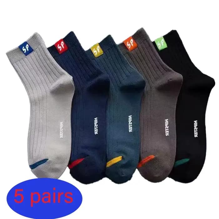 5 paires/lot chaussettes pour hommes Polyester coton mode rue amusant nouveaux Styles Tube moyen doux respirant court chaussette décontractée