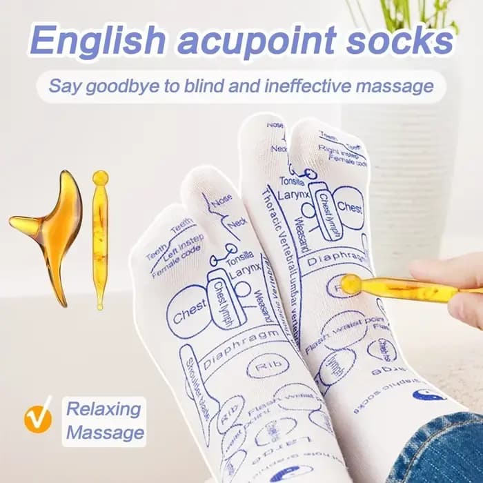 Massage des pieds chaussettes d'acupression soulager les pieds fatigués chaussettes Acupoint masseur de pieds chaussettes de réflexologie physiothérapie outil de soin des pieds