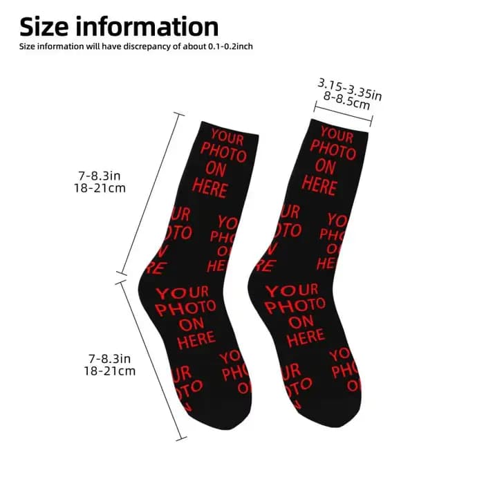 Personnalisez votre photo Chaussettes pour hommes unisexes Kawaii imprimées en 3D