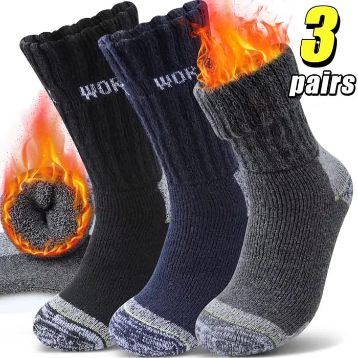 3 paires de chaussettes d'hiver épaisses pour hommes