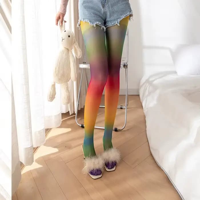 Collants Colorblock pour fête quotidienne, collants à pieds fins élastiques taille haute, bas et bonneterie pour femmes