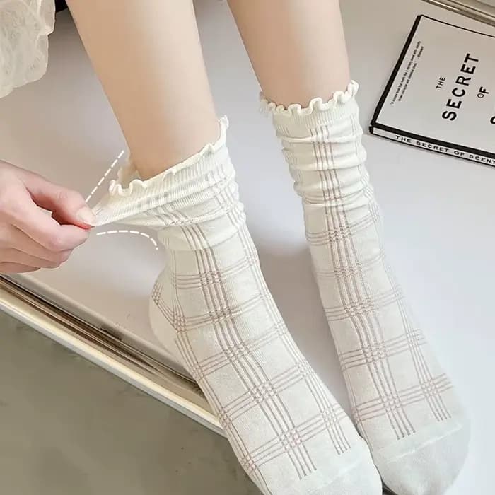 Chaussettes pour femmes Jk Harajuku, blanches et noires, printemps-été, coton, style coréen, simples, mi-tube, respirantes, confortables
