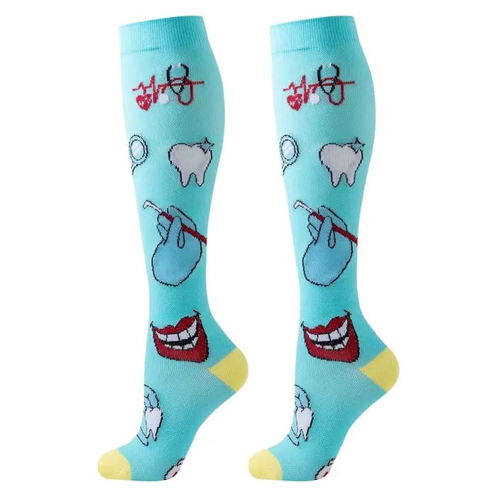 6 paires de chaussettes de Compression pour infirmières athlétiques à Circulation GRADUATED pour femmes et hommes, chaussettes hautes respirantes à motif de cœur mignon pour femmes Spo