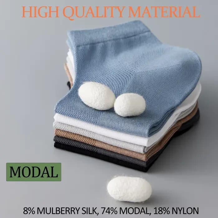 Chaussettes mi-mollet en soie de mûrier et mélange modal pour hommes, maille respirante d'été, antibactériennes, anti-odeur, chaussettes d'affaires noires fines